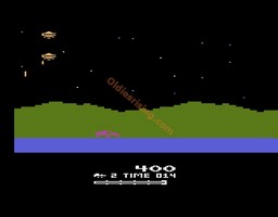 une photo d'Ã©cran de Moon Patrol sur Atari 2600